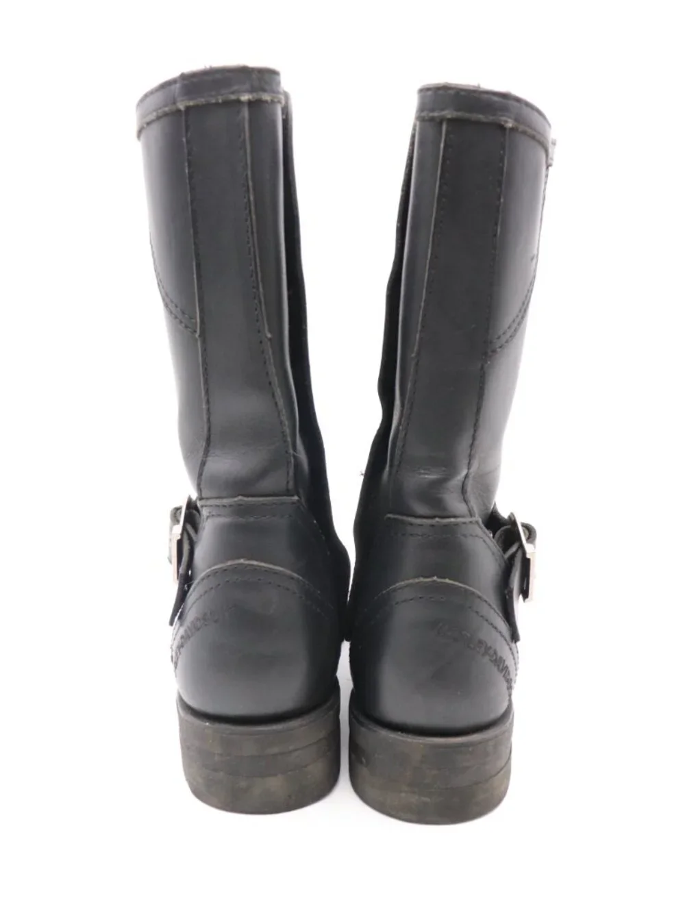 Harley Davidson Men's size 8.5 Black Leather Moto Riding Buckle Boots 95240